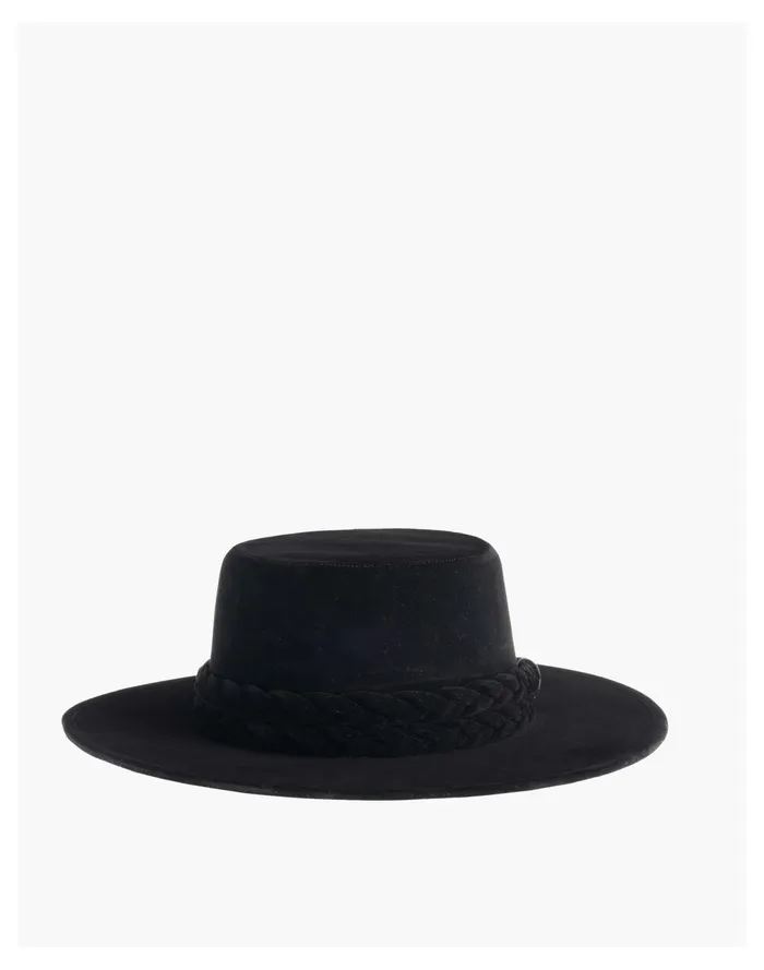 Women ASN Velour Constellation Boater Hat Black Madewell Hats