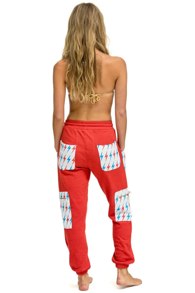 Women AVIATOR BOLT CARGO COLOR BLOCK SWEATPANTS 8211 RED USA Aviator Nation Sweatpants Women AVIATOR BOLT CARGO COLOR BLOCK SWEATPANTS 8211 RED USA Aviator Nation Sweatpants