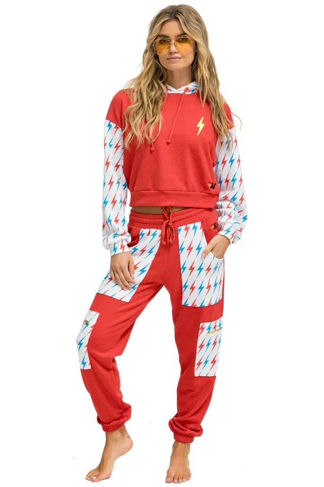 Women AVIATOR BOLT CARGO COLOR BLOCK SWEATPANTS 8211 RED USA Aviator Nation Sweatpants Women AVIATOR BOLT CARGO COLOR BLOCK SWEATPANTS 8211 RED USA Aviator Nation Sweatpants