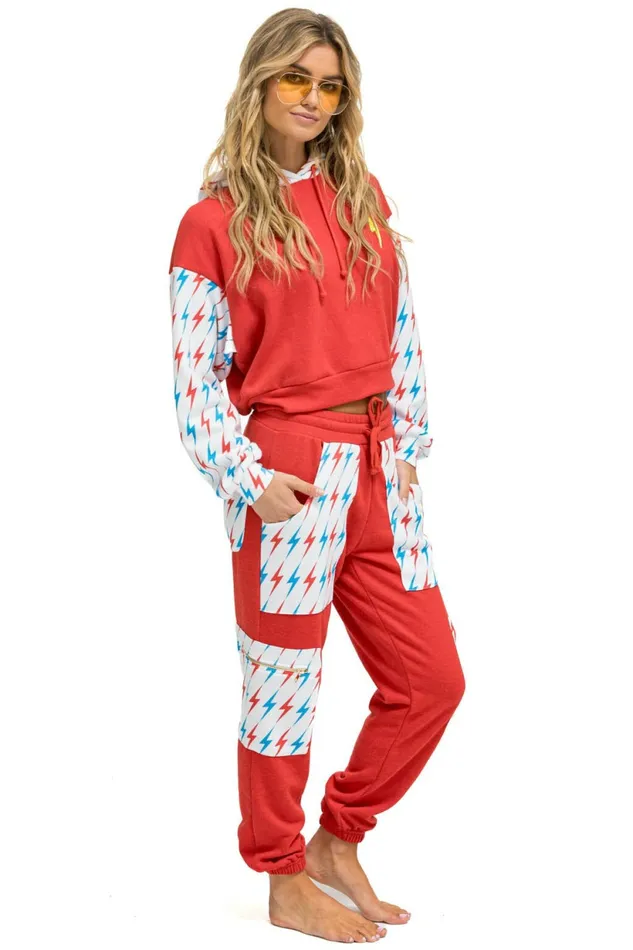 Women AVIATOR BOLT CARGO COLOR BLOCK SWEATPANTS 8211 RED USA Aviator Nation Sweatpants Women AVIATOR BOLT CARGO COLOR BLOCK SWEATPANTS 8211 RED USA Aviator Nation Sweatpants