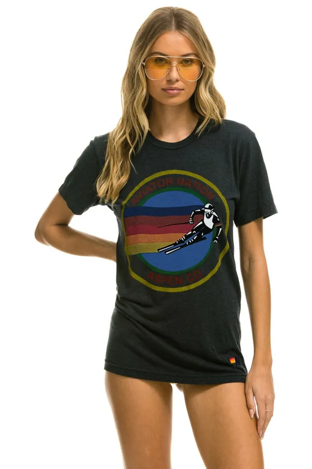 Women AVIATOR NATION ASPEN TEE 8211 CHARCOAL Aviator Nation UnisexTees