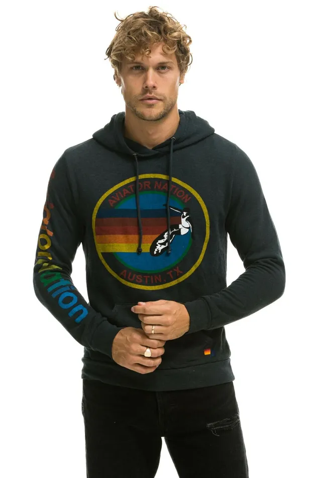 Women AVIATOR NATION AUSTIN PULLOVER HOODIE 8211 CHARCOAL Aviator Nation Hoodies