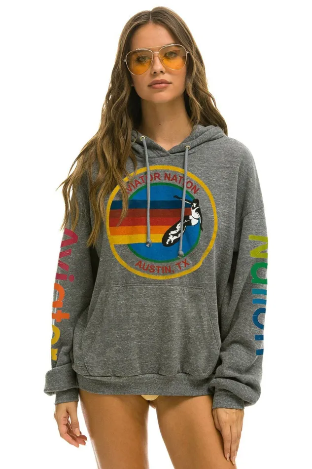 Women AVIATOR NATION AUSTIN RELAXED PULLOVER HOODIE 8211 HEATHER GREY Aviator Nation Hoodies