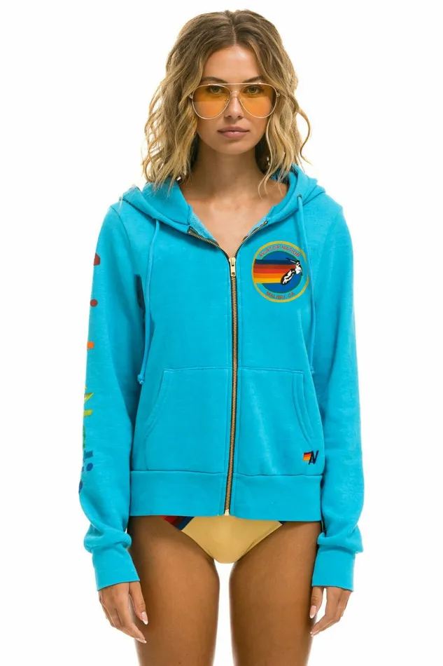 Women AVIATOR NATION BU ZIP HOODIE 8211 NEON BLUE Aviator Nation Hoodies