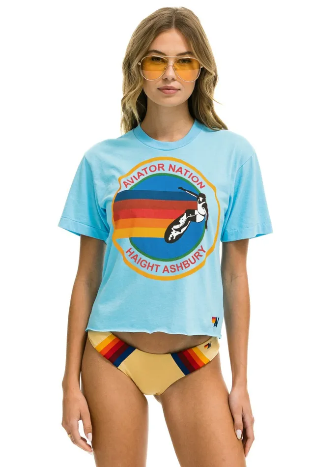 Women AVIATOR NATION HAIGHT ASHBURY BOYFRIEND TEE 8211 SKY Aviator Nation UnisexTees