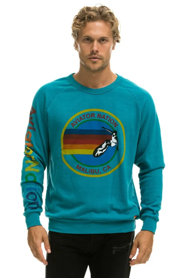 Women AVIATOR NATION MALIBU CREW SWEATSHIRT 8211 TEAL Aviator Nation UnisexCrewSweatshirt Women AVIATOR NATION MALIBU CREW SWEATSHIRT 8211 TEAL Aviator Nation UnisexCrewSweatshirt