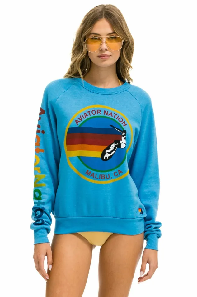 Women AVIATOR NATION MALIBU SWEATSHIRT 8211 OCEAN Aviator Nation UnisexCrewSweatshirt