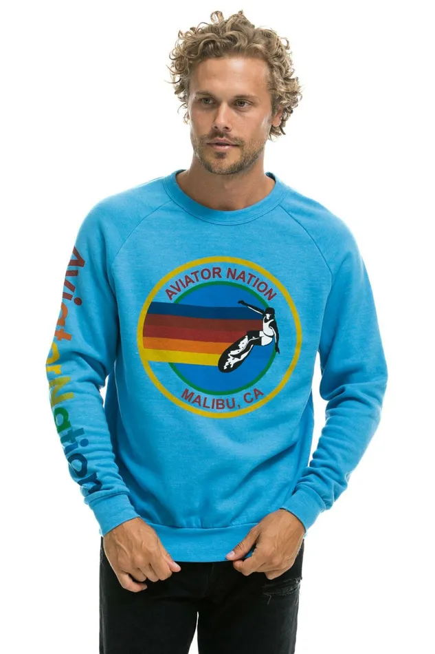 Women AVIATOR NATION MALIBU SWEATSHIRT 8211 OCEAN Aviator Nation UnisexCrewSweatshirt Women AVIATOR NATION MALIBU SWEATSHIRT 8211 OCEAN Aviator Nation UnisexCrewSweatshirt