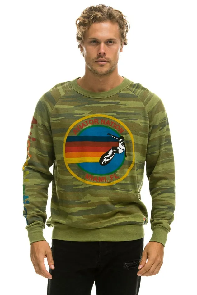 Women AVIATOR NATION MIAMI SWEATSHIRT 8211 CAMO Aviator Nation UnisexCrewSweatshirt Women AVIATOR NATION MIAMI SWEATSHIRT 8211 CAMO Aviator Nation UnisexCrewSweatshirt