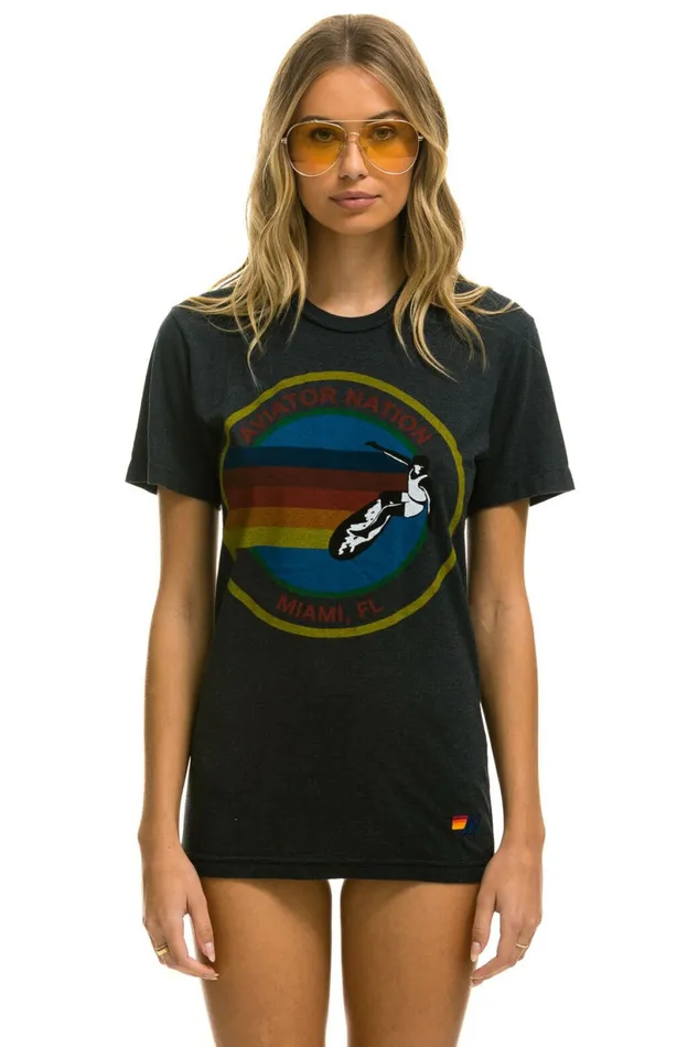 Women AVIATOR NATION MIAMI TEE 8211 CHARCOAL Aviator Nation UnisexTees