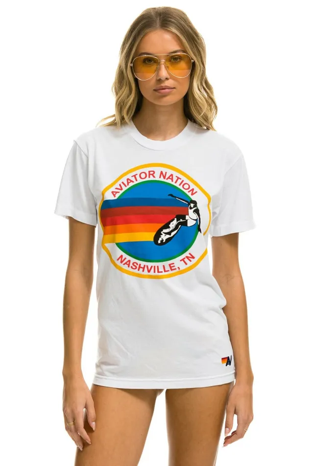 Women AVIATOR NATION NASHVILLE TEE 8211 WHITE Aviator Nation UnisexTees
