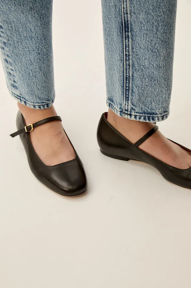 Women Ballerines En Cuir Lilio Noir Des Petits Hauts Shoes and Socks