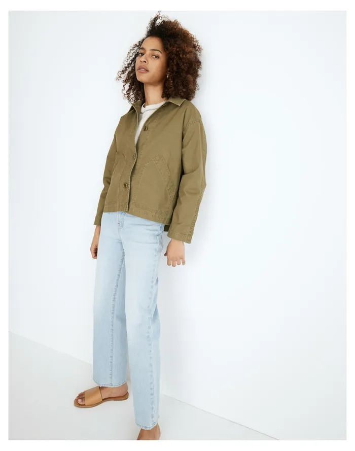 Women Baylow Cropped Chore Jacket Desert Olive Madewell Jackets Women Baylow Cropped Chore Jacket Desert Olive Madewell Jackets