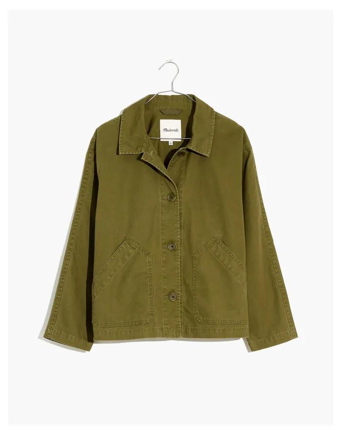 Women Baylow Cropped Chore Jacket Desert Olive Madewell Jackets Women Baylow Cropped Chore Jacket Desert Olive Madewell Jackets