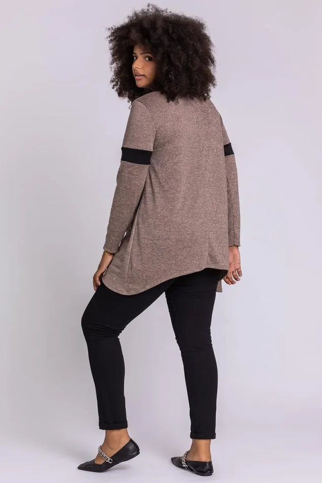 Women Beige Curve Star Print Jersey Top Roman Tops
