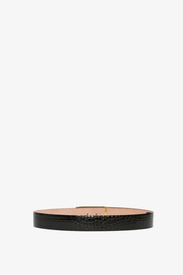 Women Belts Victoria Beckham Jumbo Frame Belt In Black CrocEffect Leather