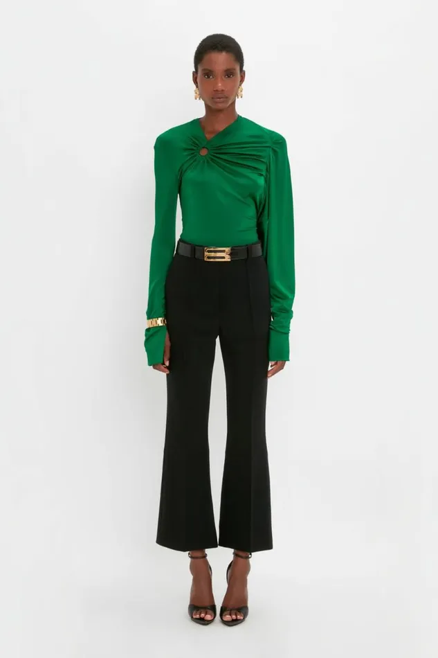 Women Belts Victoria Beckham Jumbo Frame Belt In Black CrocEffect Leather
