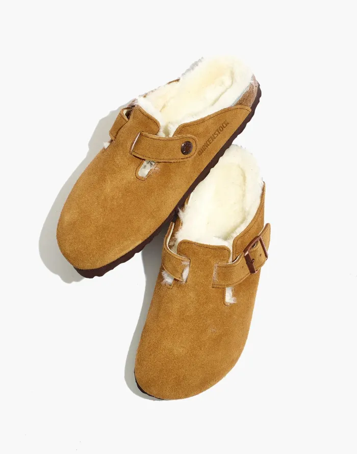 Women Birkenstock Suede Boston Clogs In Shearling Suede Madewell Sandals