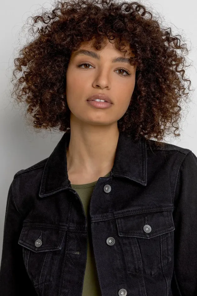 Women Black Classic Cotton Denim Jacket Roman Coords