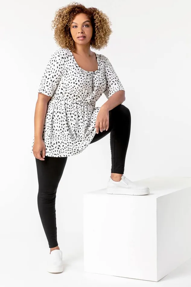 Women Black Curve Stretch Plain Elastic Waist Leggings Roman Trousers