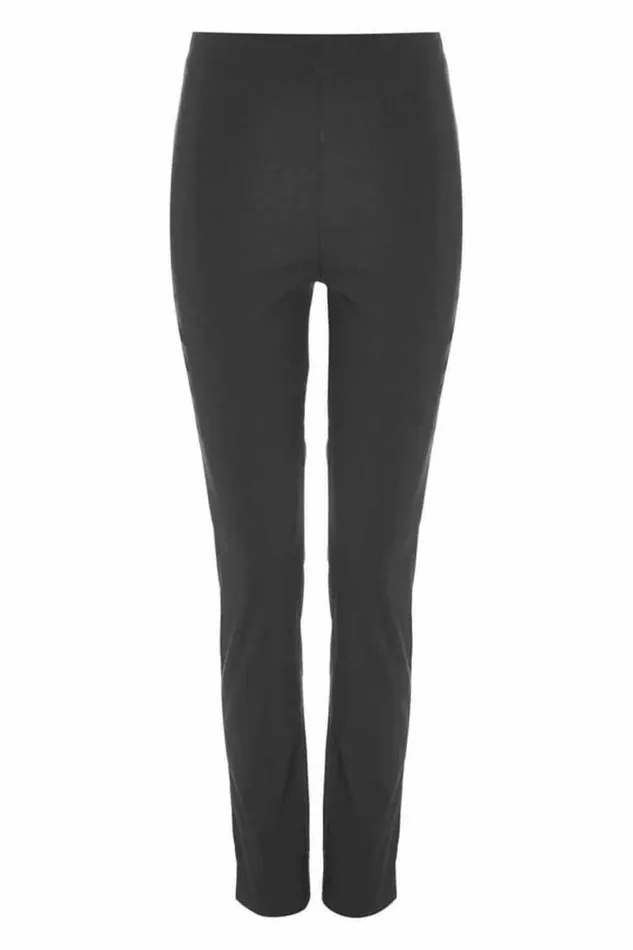 Women Black Full Length Elastic Waist Stretch Trousers Roman Trousers
