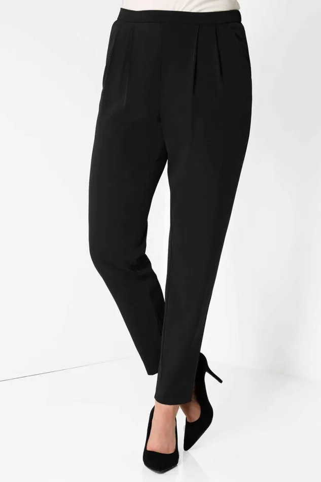 Women Black Jersey Stretch Elastic Waist Harem Trousers Roman Trousers