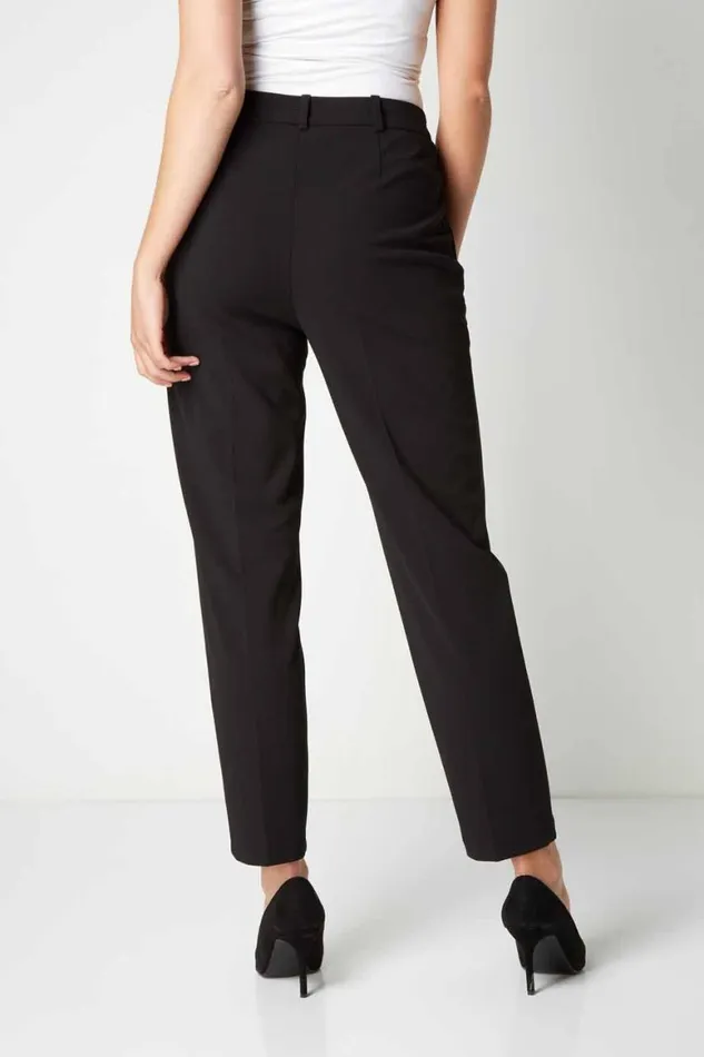 Women Black Straight Leg Stretch Trouser Roman Trousers