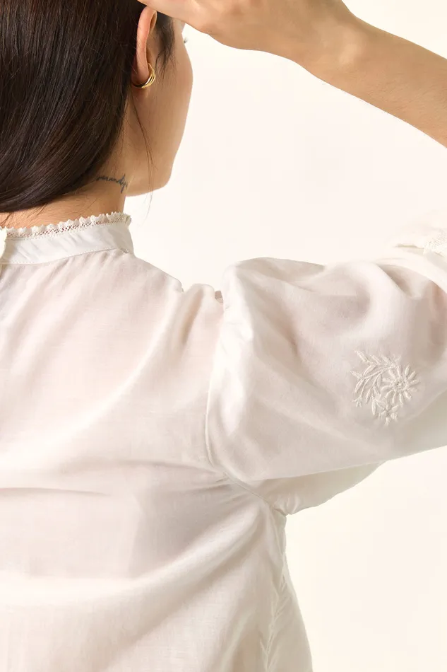 Women Blouse Ethan Ecru Vblouse Coton Blanc cru Des Petits Hauts Blouses Shirts and Tops