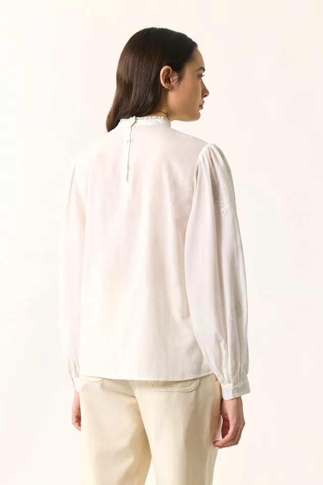 Women Blouse Ethan Ecru Vblouse Coton Blanc cru Des Petits Hauts Blouses Shirts and Tops