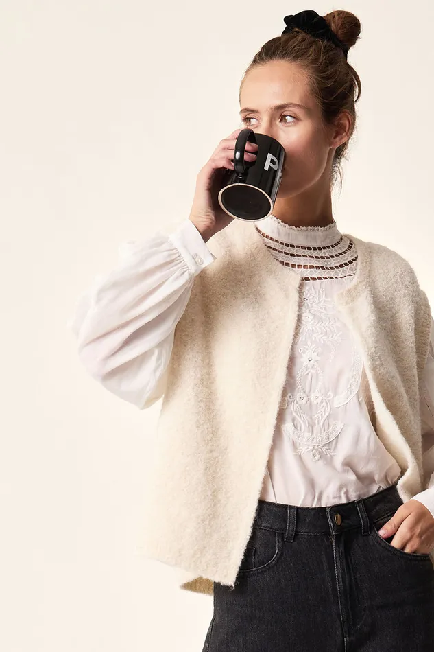 Women Blouse Ethan Ecru Vblouse Coton Blanc cru Des Petits Hauts Blouses Shirts and Tops