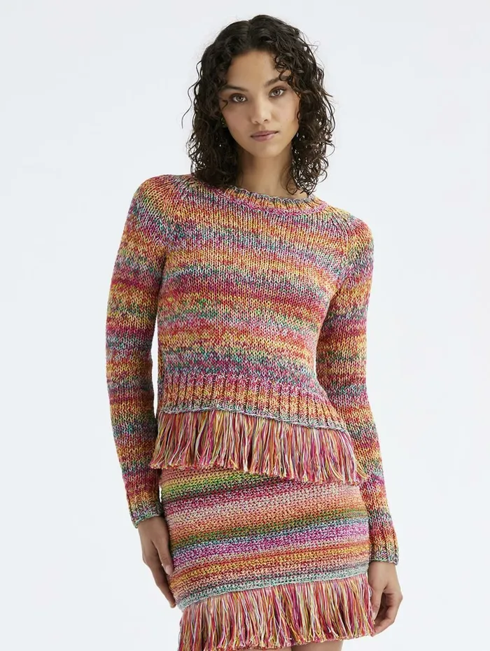Women Blouses and Knits Oscar De La Renta Hand Crocheted Multicolor Pullover Multi