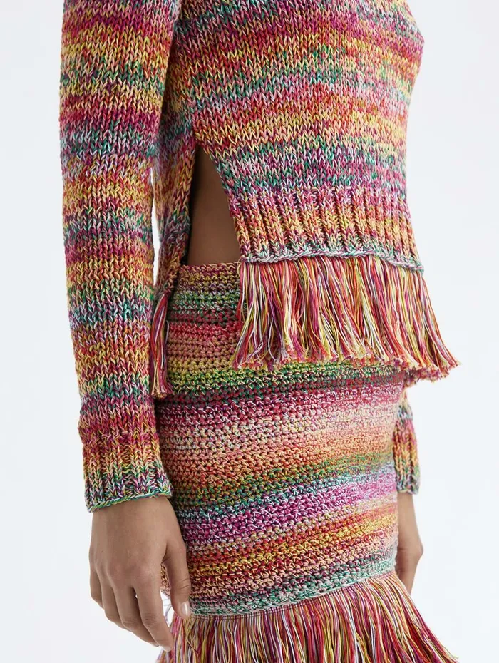 Women Blouses and Knits Oscar De La Renta Hand Crocheted Multicolor Pullover Multi Women Blouses and Knits Oscar De La Renta Hand Crocheted Multicolor Pullover Multi