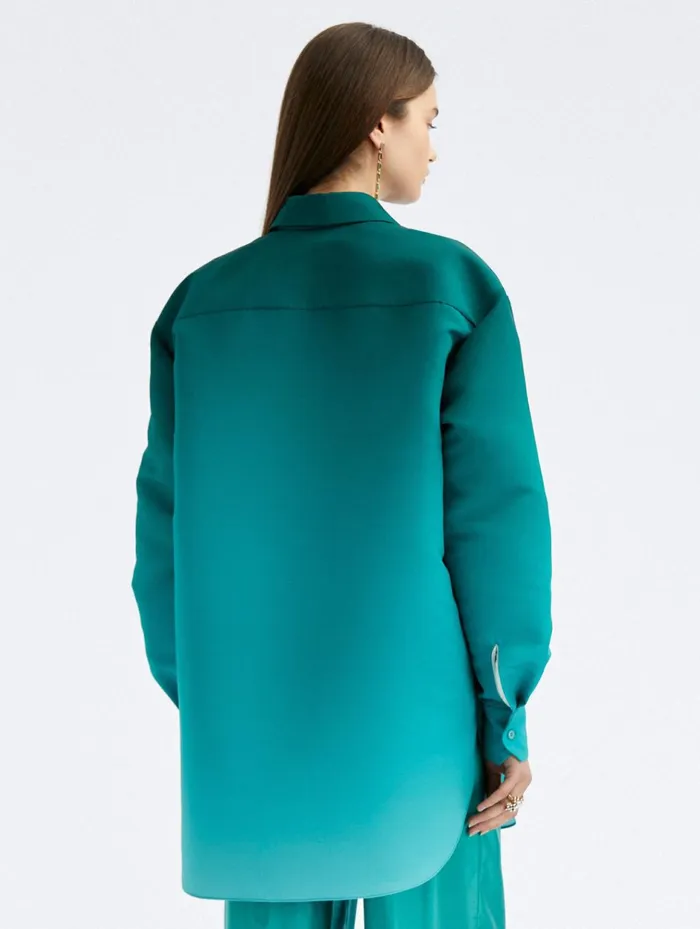 Women Blouses and Knits Oscar De La Renta Ombr Oversized Cotton Blouse Jade Women Blouses and Knits Oscar De La Renta Ombr Oversized Cotton Blouse Jade