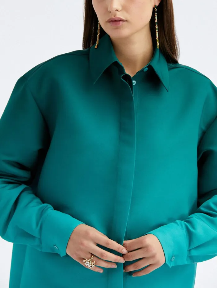 Women Blouses and Knits Oscar De La Renta Ombr Oversized Cotton Blouse Jade Women Blouses and Knits Oscar De La Renta Ombr Oversized Cotton Blouse Jade