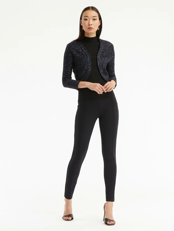 Women Blouses and Knits Oscar De La Renta Sequin Cashmere Silk Bolero Midnight Women Blouses and Knits Oscar De La Renta Sequin Cashmere Silk Bolero Midnight