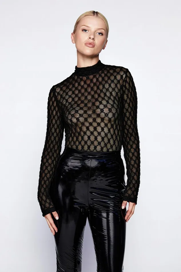 Women Bodysuits Bardot Adoni Mesh Bodysuit In Black Black