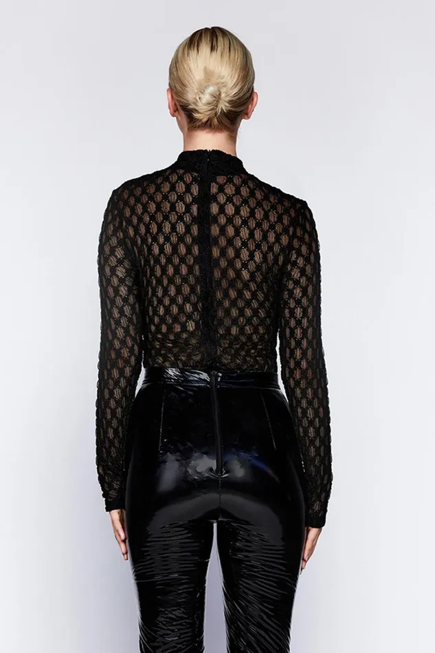 Women Bodysuits Bardot Adoni Mesh Bodysuit In Black Black Women Bodysuits Bardot Adoni Mesh Bodysuit In Black Black
