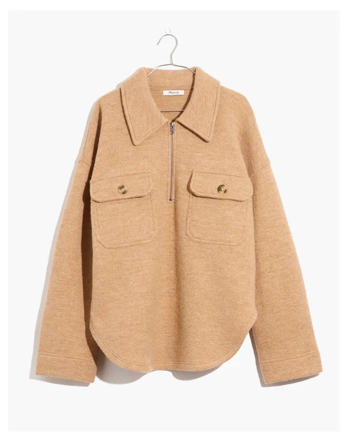 Women Boiled Wool Half Zip Popover Sweater Heather Toffee Madewell Jackets Women Boiled Wool Half Zip Popover Sweater Heather Toffee Madewell Jackets