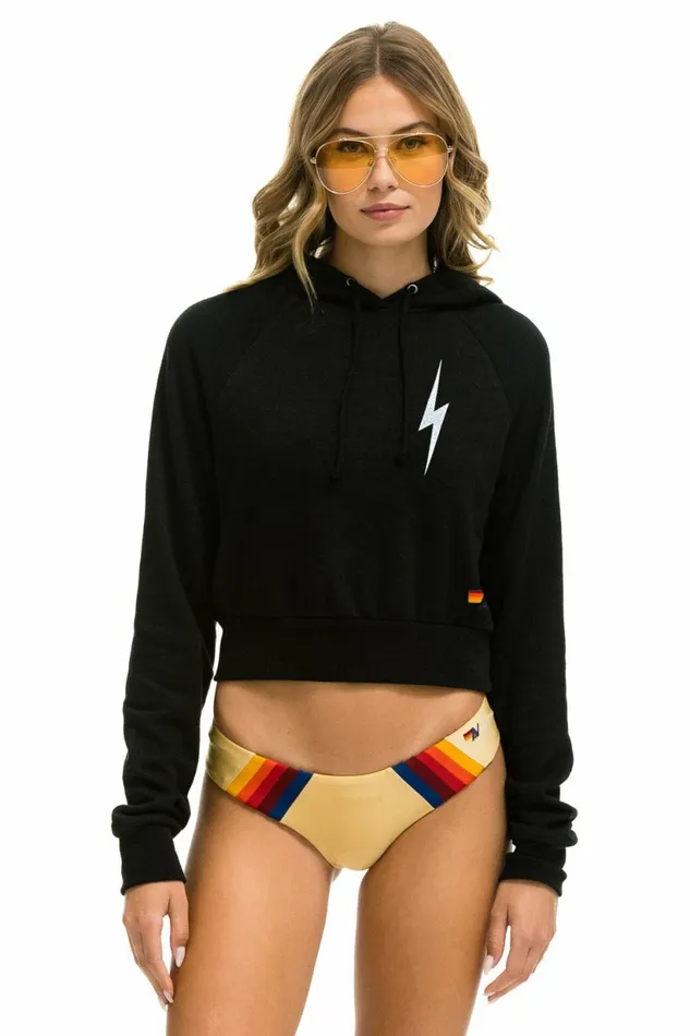 Women BOLT 2 CROPPED PULLOVER HOODIE 8211 BLACK Aviator Nation BoltCollection