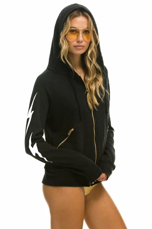 Women BOLT 4 ZIP HOODIE RELAXED WITH POCKETS 8211 BLACK Aviator Nation BoltCollection Women BOLT 4 ZIP HOODIE RELAXED WITH POCKETS 8211 BLACK Aviator Nation BoltCollection