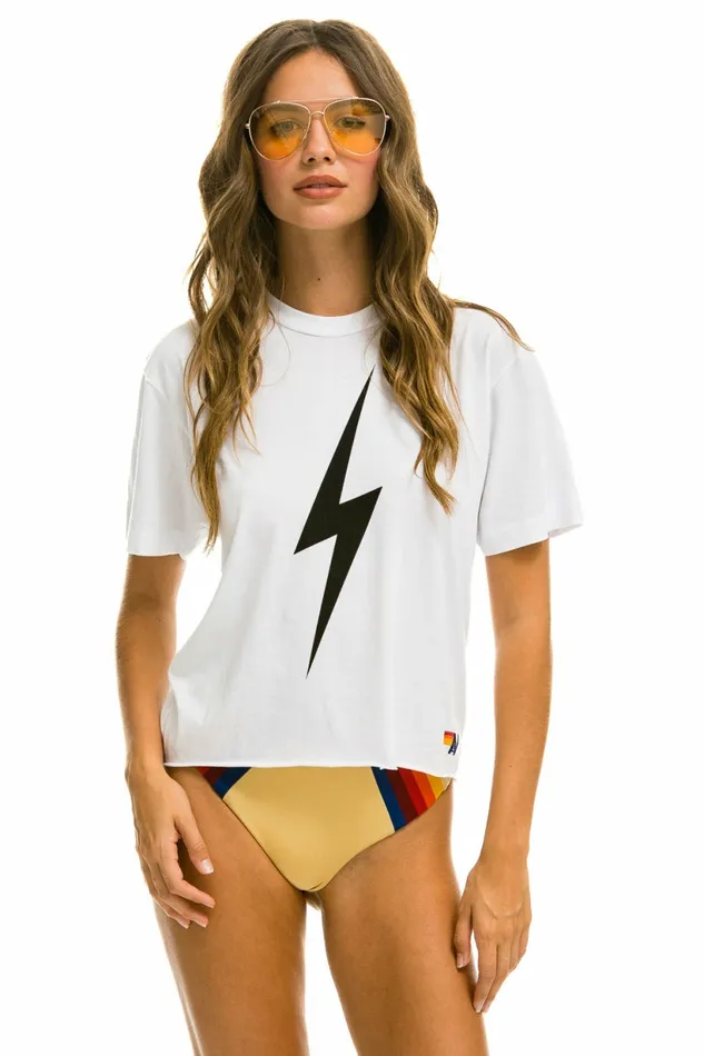 Women BOLT BOYFRIEND TEE 8211 WHITE Aviator Nation BoltCollection