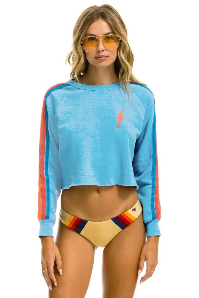 Women BOLT EMBROIDERY CLASSIC CROPPED CREW SWEATSHIRT 8211 SKY NEON RAINBOW STRIPES Aviator Nation UnisexCrewSweatshirt Women BOLT EMBROIDERY CLASSIC CROPPED CREW SWEATSHIRT 8211 SKY NEON RAINBOW STRIPES Aviator Nation UnisexCrewSweatshirt