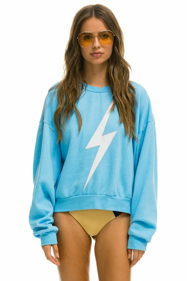 Women BOLT STITCH RELAXED CREW SWEATSHIRT 8211 SKY WHITE Aviator Nation BoltCollection