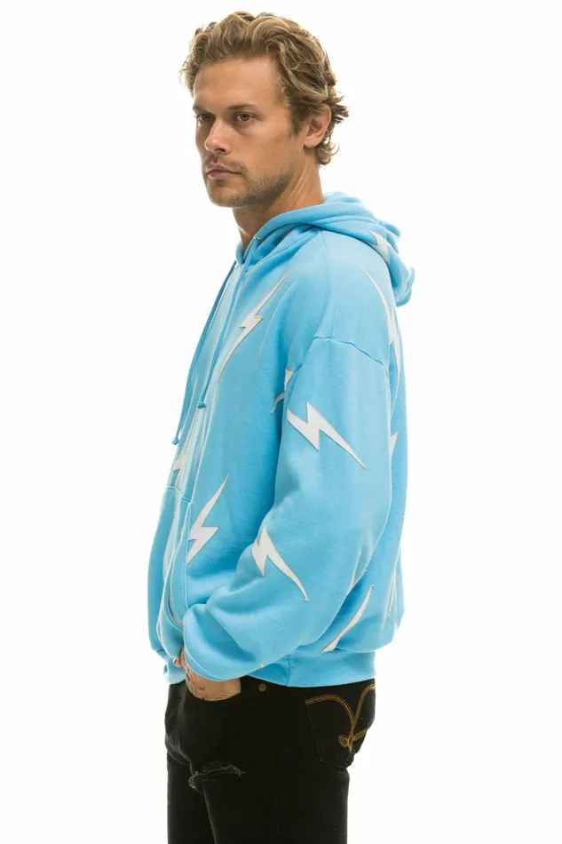 Women BOLT STITCH REPEAT RELAXED PULLOVER HOODIE WITH POCKET ZIPPERS 8211 SKY WHITE Aviator Nation BoltCollection Women BOLT STITCH REPEAT RELAXED PULLOVER HOODIE WITH POCKET ZIPPERS 8211 SKY WHITE Aviator Nation BoltCollection