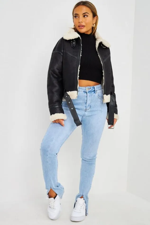 Women Bomber Aviateur Noir Court Peau De Mouton Beige Black Brentiny Paris Jackets Women Bomber Aviateur Noir Court Peau De Mouton Beige Black Brentiny Paris Jackets