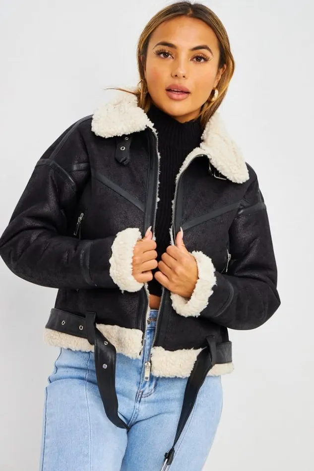 Women Bomber Aviateur Noir Court Peau De Mouton Beige Black Brentiny Paris Jackets Women Bomber Aviateur Noir Court Peau De Mouton Beige Black Brentiny Paris Jackets