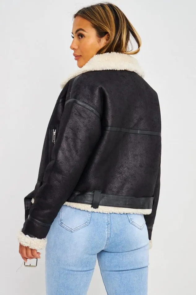 Women Bomber Aviateur Noir Court Peau De Mouton Beige Black Brentiny Paris Jackets Women Bomber Aviateur Noir Court Peau De Mouton Beige Black Brentiny Paris Jackets