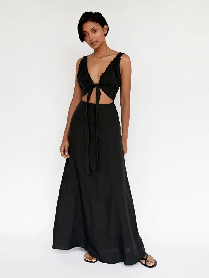 Women Bondi Born 8211 Tobago Organic Linen Dress In Black The UNDONE Dresses
