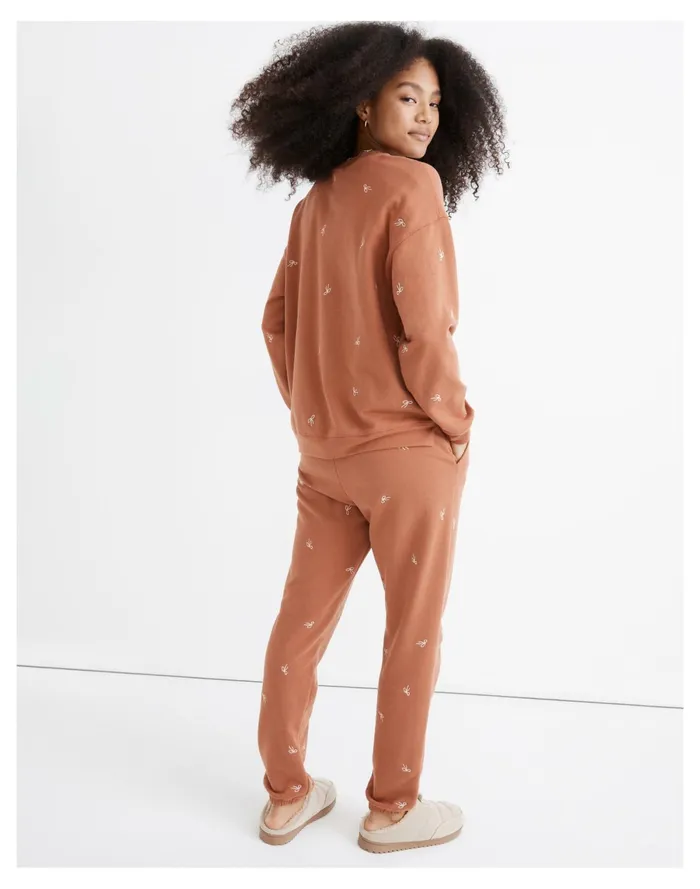 Women Bow Embroidered Double Crewneck Sweatshirt Warm Umber Madewell Sweatshirts and Sweatpants Women Bow Embroidered Double Crewneck Sweatshirt Warm Umber Madewell Sweatshirts and Sweatpants