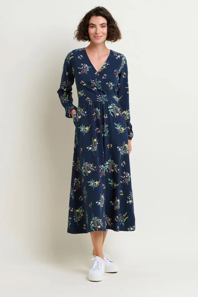 Women Brakeburn Dresses Navy Spring Bunches Print Wrap Maxi Dress